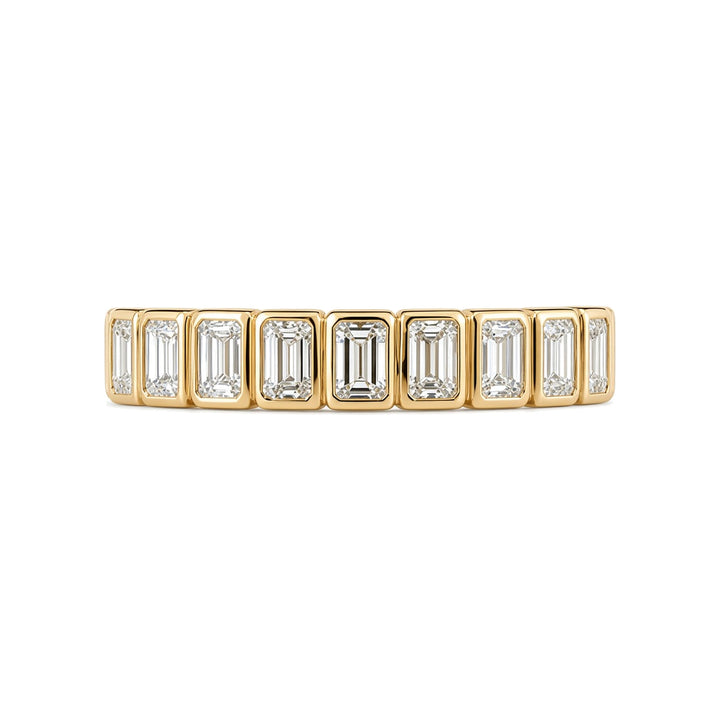 14KY 0.95 CTW Bezel-Set Emerald-Cut Diamond Ring – 14K Yellow Gold – Front View
