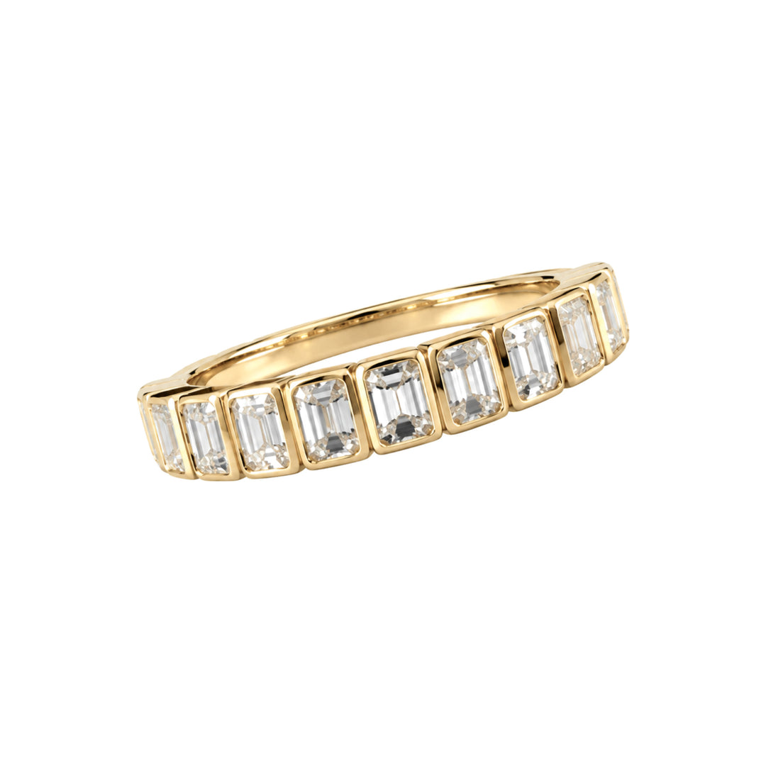 14KY 0.95 CTW Bezel-Set Emerald-Cut Diamond Ring – 14K Yellow Gold – Front View
