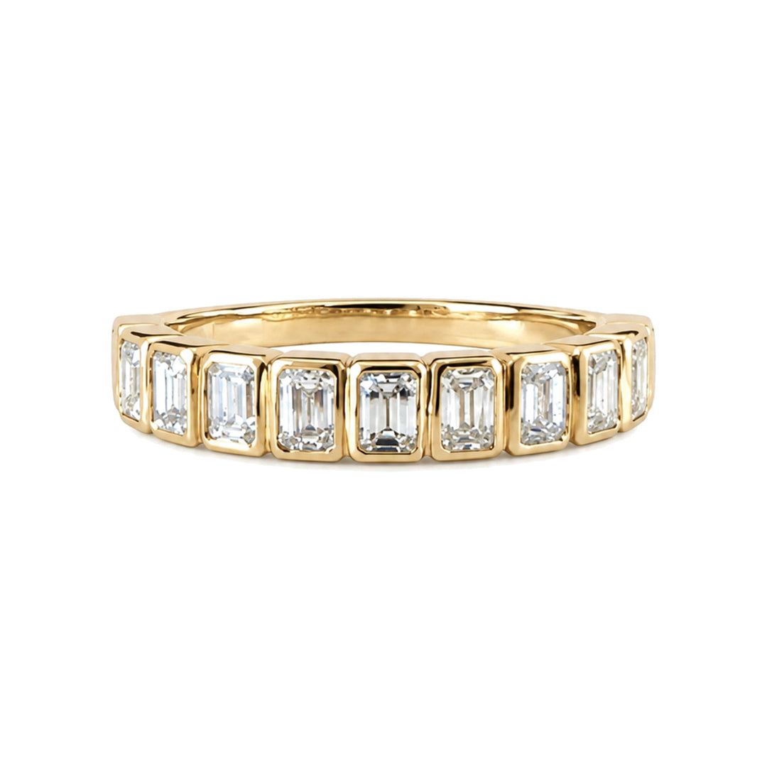 14KY 0.95 CTW Bezel-Set Emerald-Cut Diamond Ring – 14K Yellow Gold – Front
