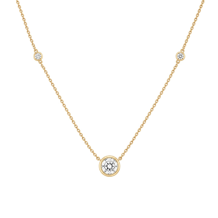 14KY 1.20 CTW Lab Grown Diamond Bezel Solitaire &amp; Station Necklace Front View-Embark Fine Jewelry
