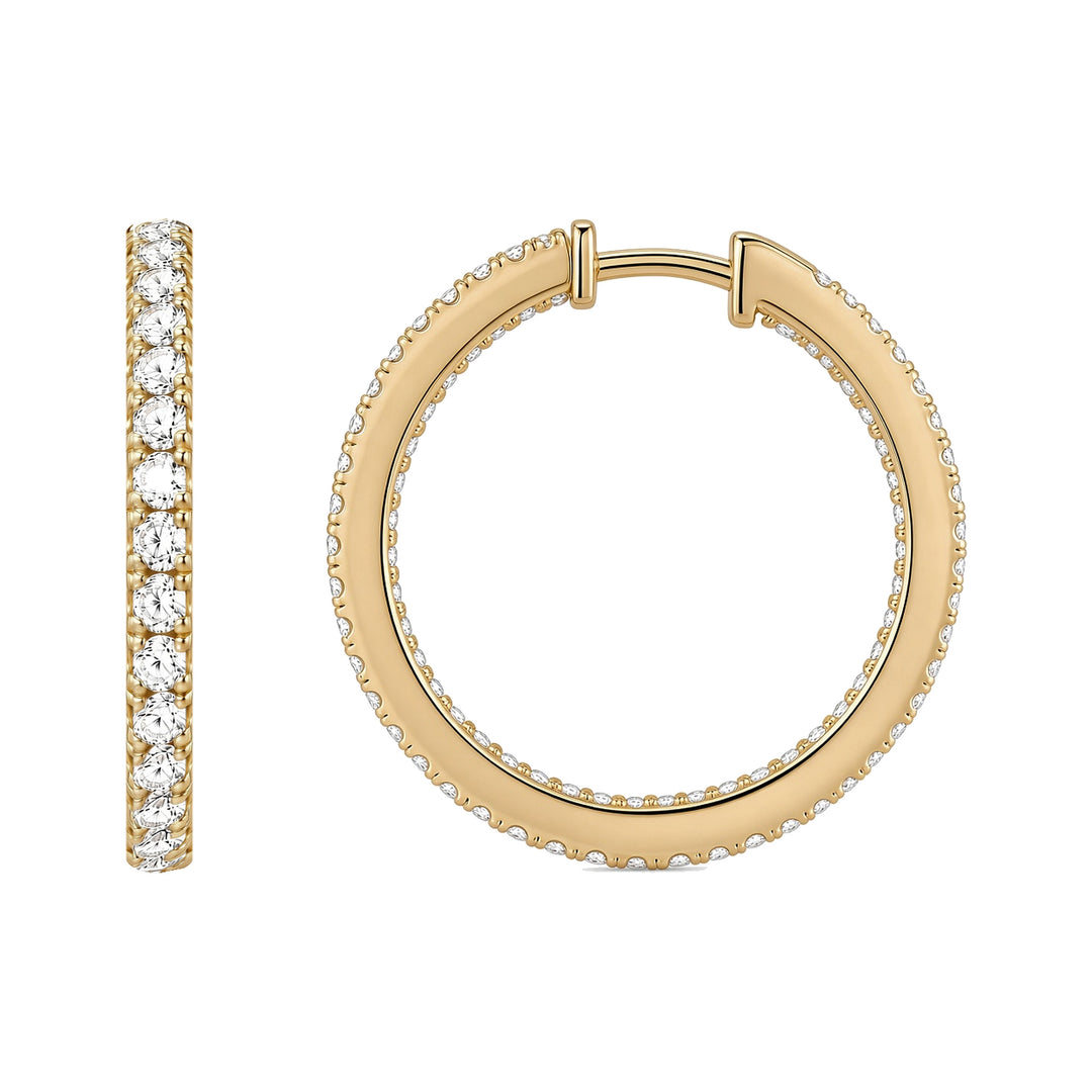 14KY 1 CTW Lab Grown Diamond Inside Outside Hoops-Embark Fine Jewelry