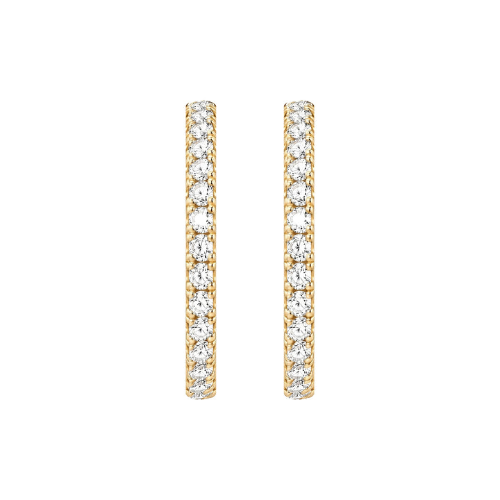 14KY 1 CTW Lab Grown Diamond Inside Outside Hoops Pair Front View-Embark Fine Jewelry