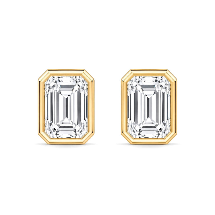 14KY 3.25 CTW Lab Grown Diamond Emerald Bezel Earrings