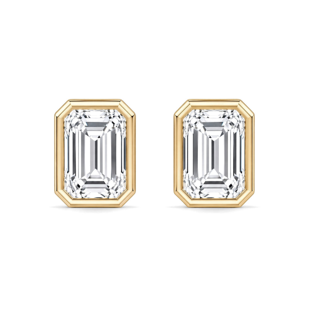 14KY 3.25 CTW Lab Grown Diamond Emerald Bezel Earrings