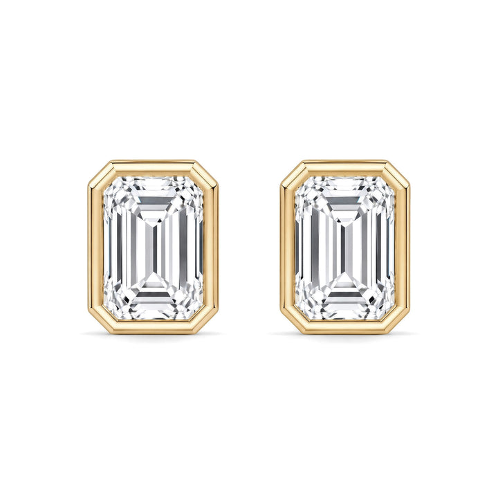 14KY 3.25 CTW Lab Grown Diamond Emerald Bezel Earrings