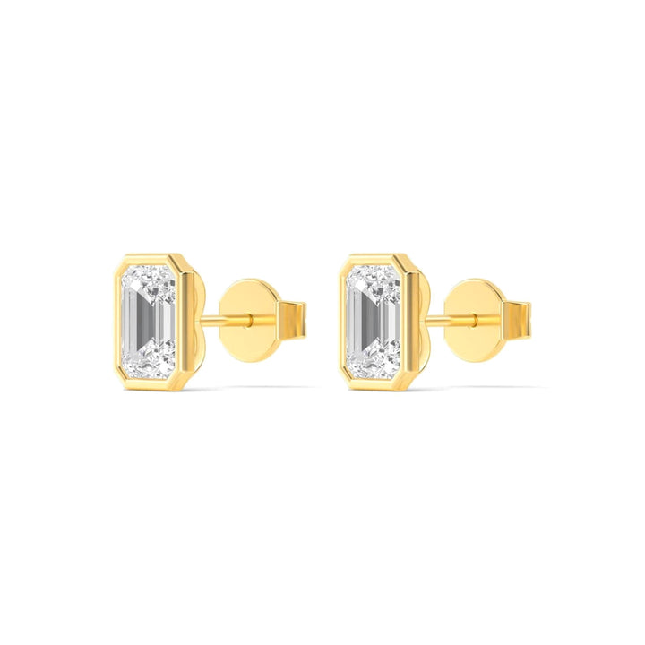 14KY 3.25 CTW Lab Grown Diamond Emerald Bezel Earrings