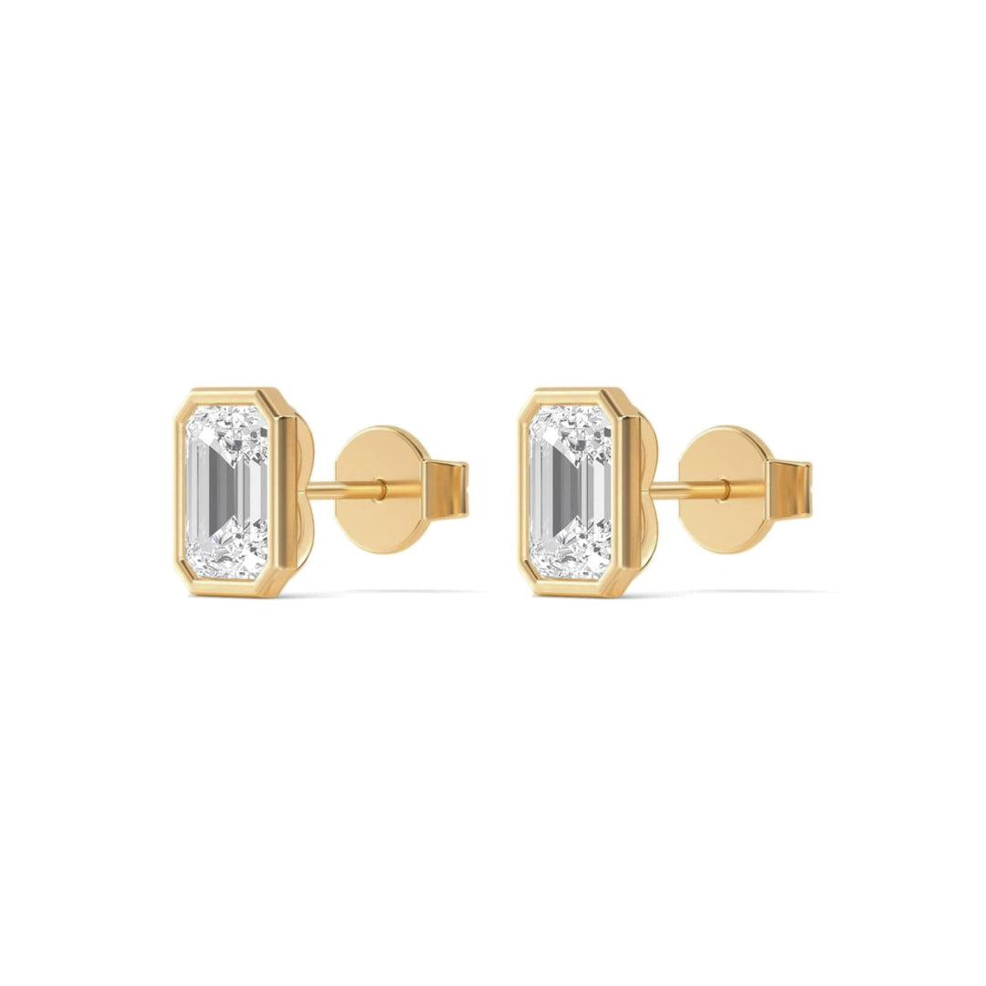 14KY 3.25 CTW Lab Grown Diamond Emerald Bezel Earrings