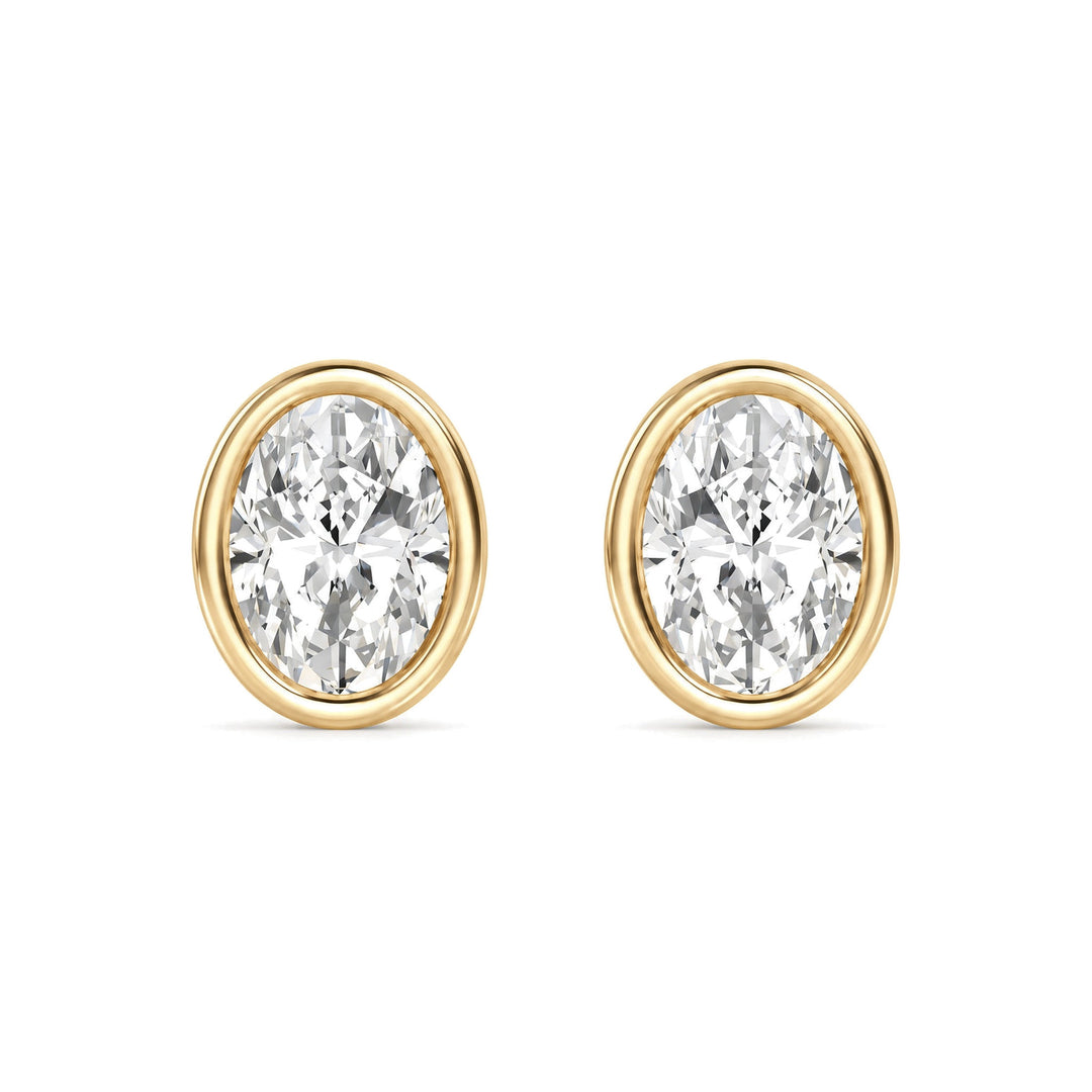 14KY 3.00 CTW Lab Grown Diamond Oval Bezel Earrings