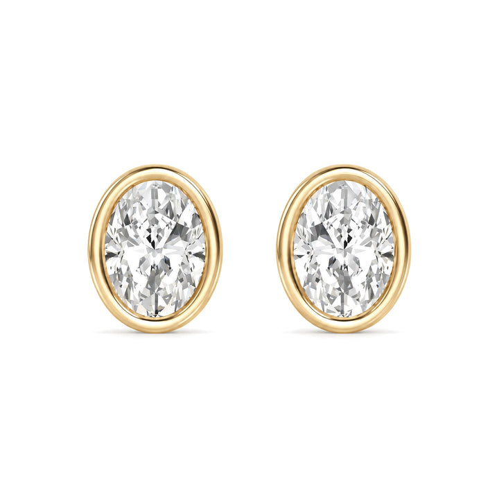 14KY 3.00 CTW Lab Grown Diamond Oval Bezel Earrings