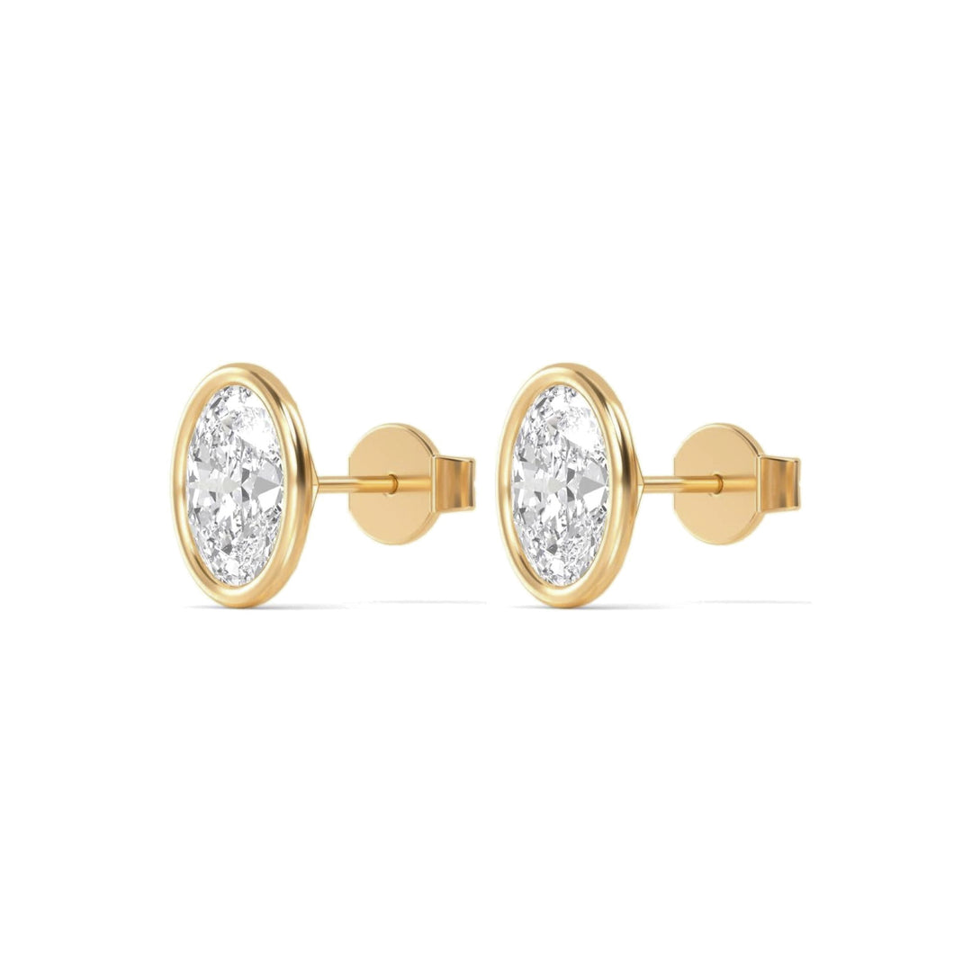 14KY 3.00 CTW Lab Grown Diamond Oval Bezel Earrings