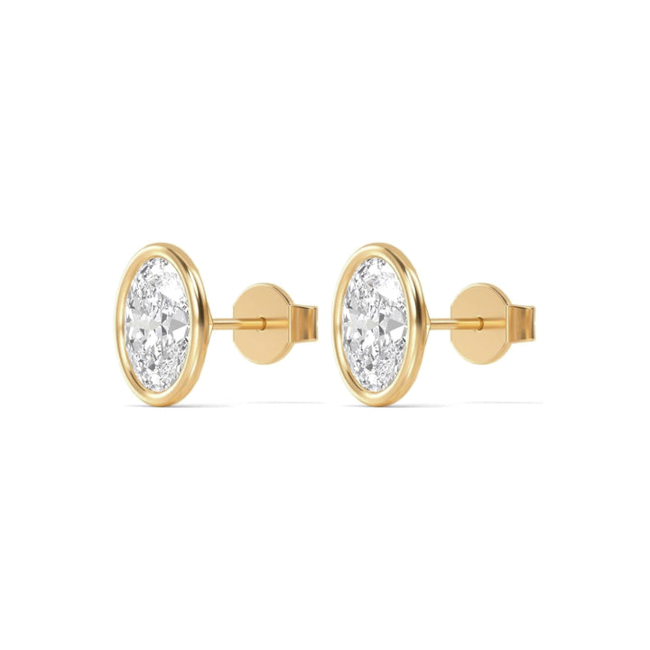 14KY 3.00 CTW Lab Grown Diamond Oval Bezel Earrings
