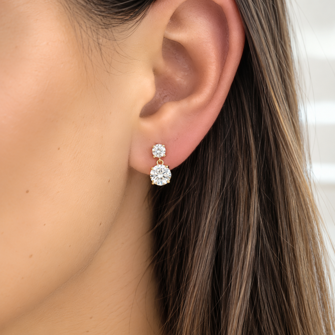 14K 2 CTW Lab-Grown Diamond Two-Stone Earrings
