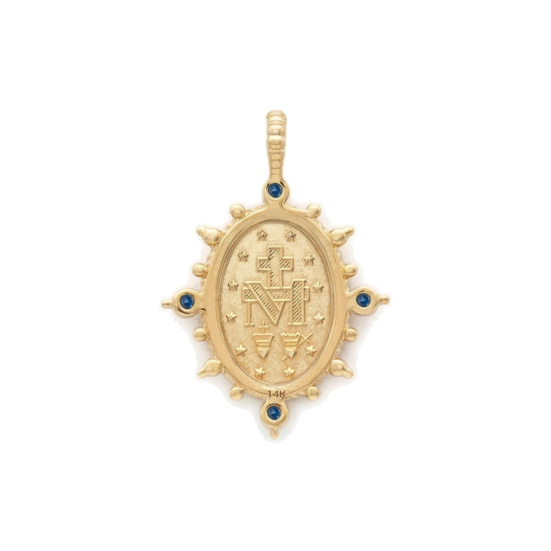 14KY 4-Gemstone Miraculous Medal Necklace Back-Embark Fine Jewelry