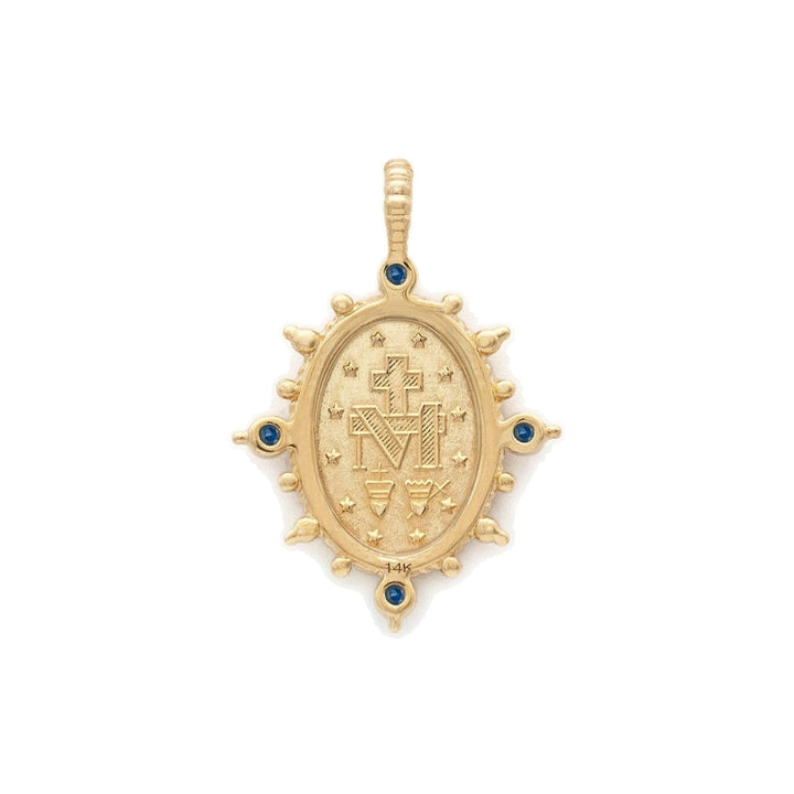 14KY 4-Gemstone Miraculous Medal Necklace Back-Embark Fine Jewelry