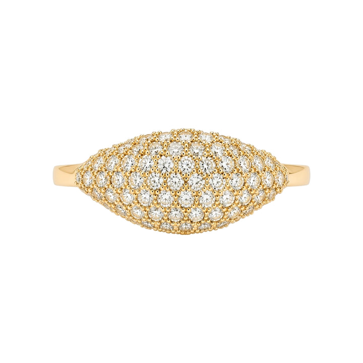 14KY .45 CTW Round Diamond Signet Pinky Ring – 14K Yellow Gold – Front View