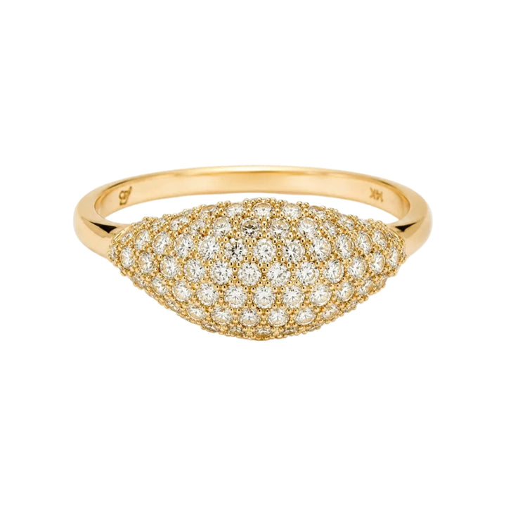 14KY .45 CTW Round Diamond Signet Pinky Ring – 14K Yellow Gold – Front