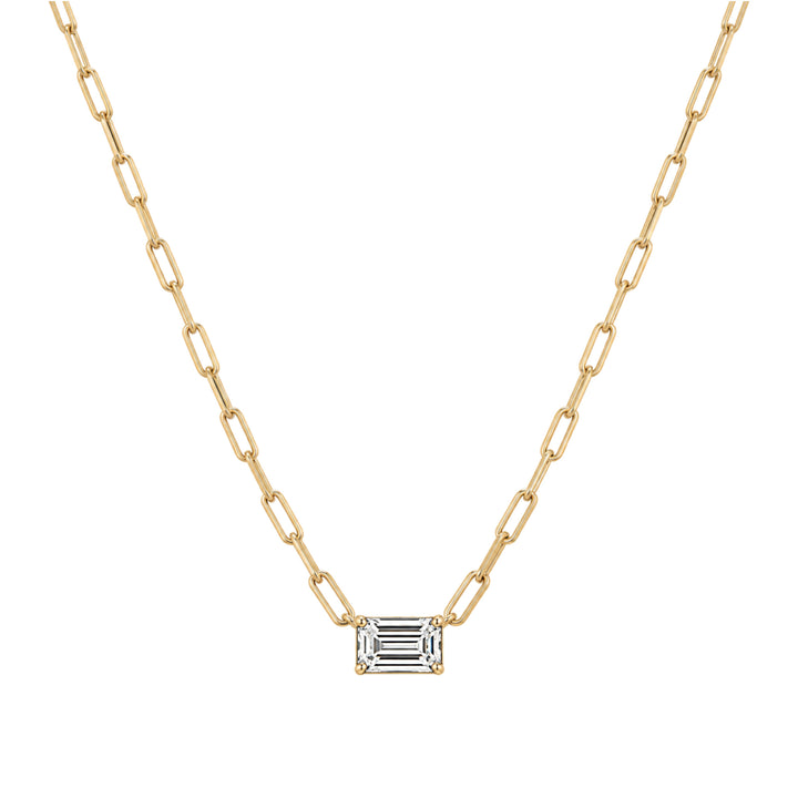 14KY Emerald-Cut Diamond Paperclip Chain Necklace 1.01 CTW Alternate View-Embark Fine Jewelry
