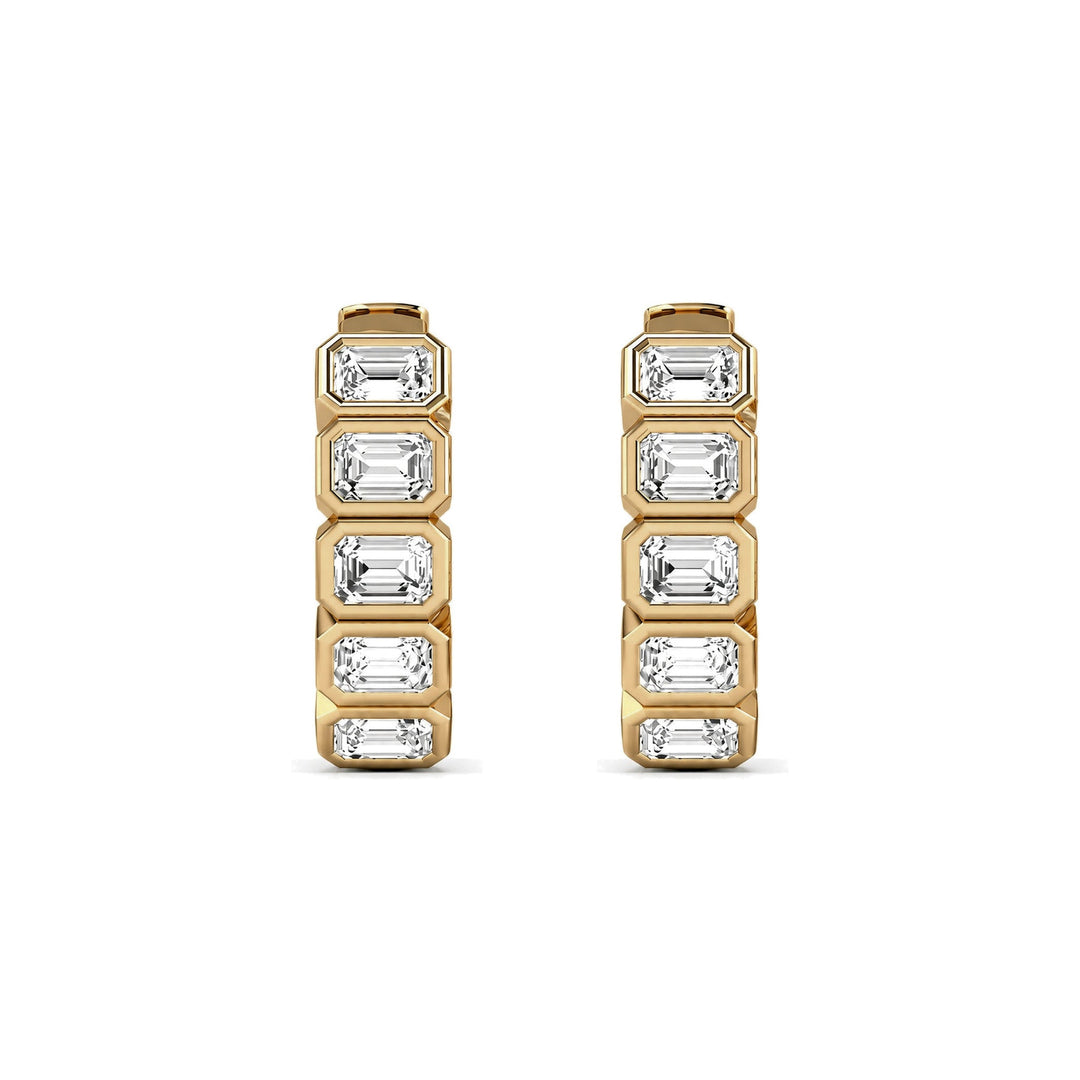 14KY Lab Grown Emerald Bezel Huggies-Embark Fine Jewelry