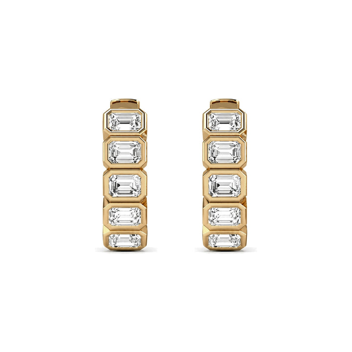 14KY Lab Grown Emerald Bezel Huggies-Embark Fine Jewelry