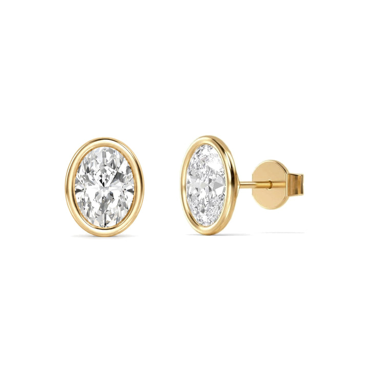 14KY 3.00 CTW Lab Grown Diamond Oval Bezel Earrings