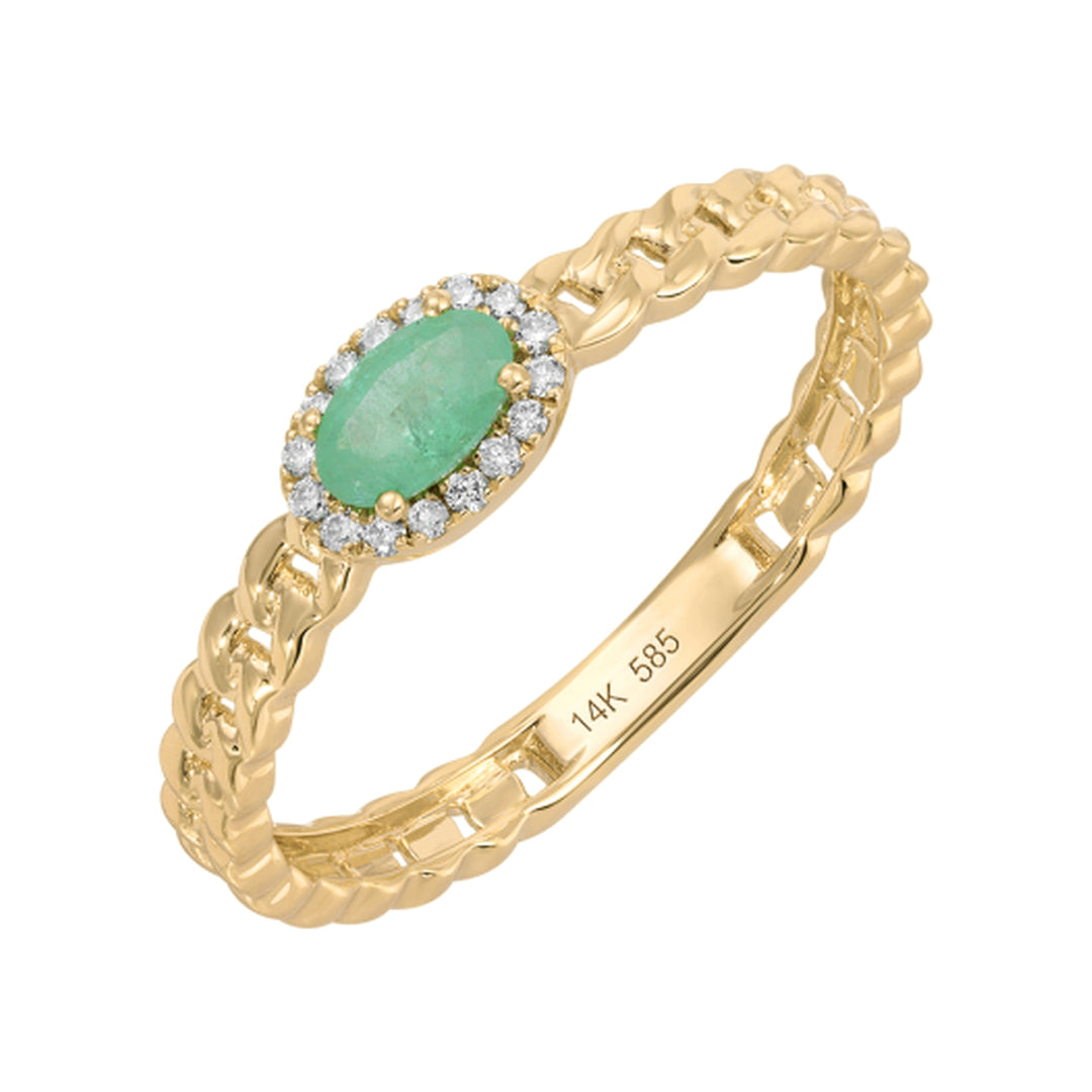 14KY Oval Gemstone &amp; Diamond Braided Ring – 14K Yellow Gold – Alternate View