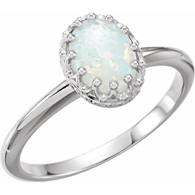 14K Natural Opal Crown Ring