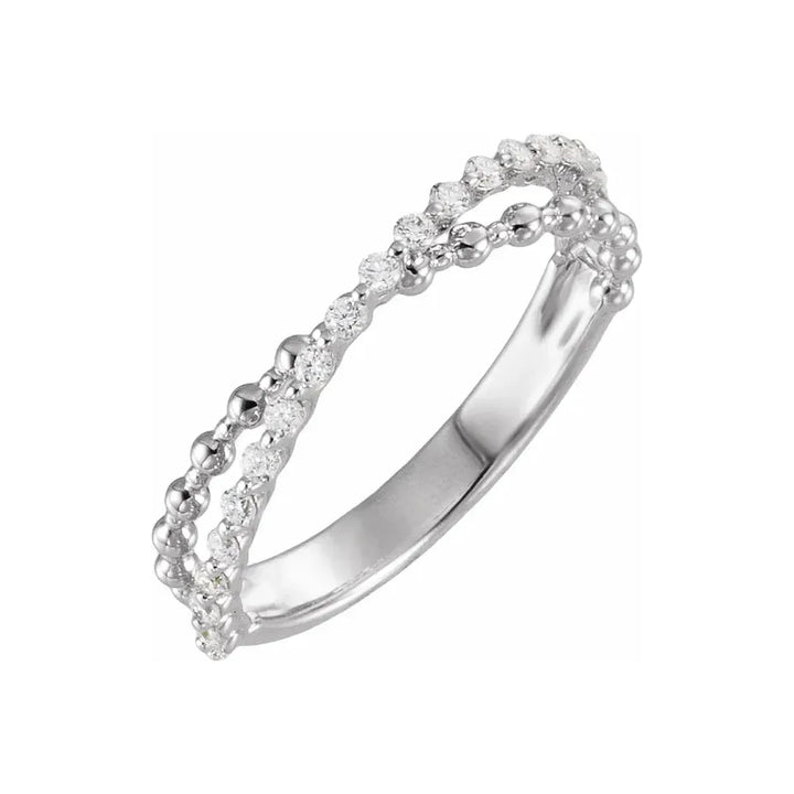 14K Round Lab-Grown Criss Cross Anniversary Band