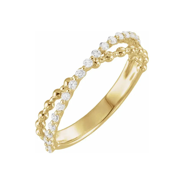 14K Round Lab-Grown Criss Cross Anniversary Band