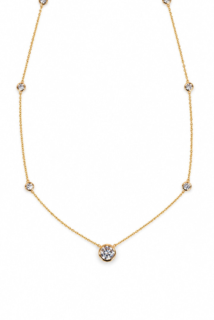 14KY 1.20 CTW Lab Grown Diamond Bezel Solitaire &amp; Station Necklace