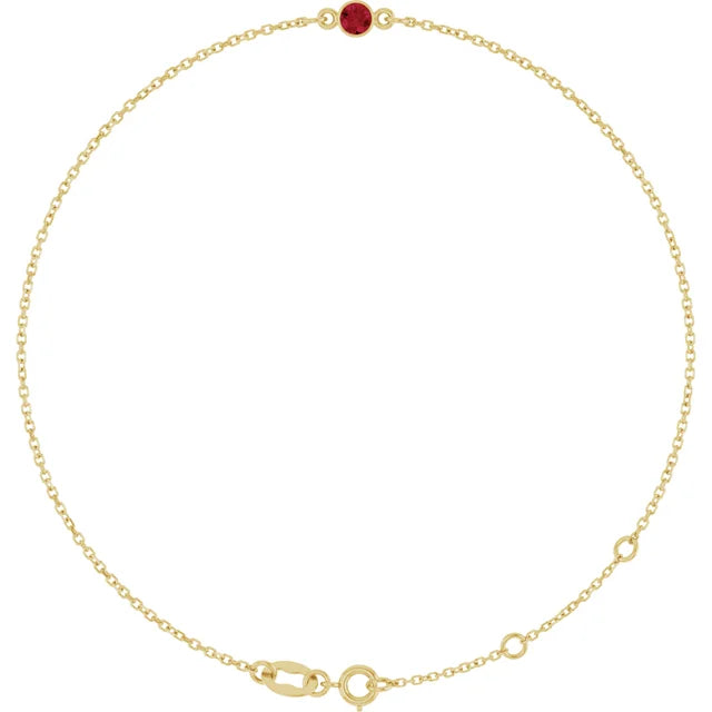 14K Bezel Gemstone Solitaire Bracelet