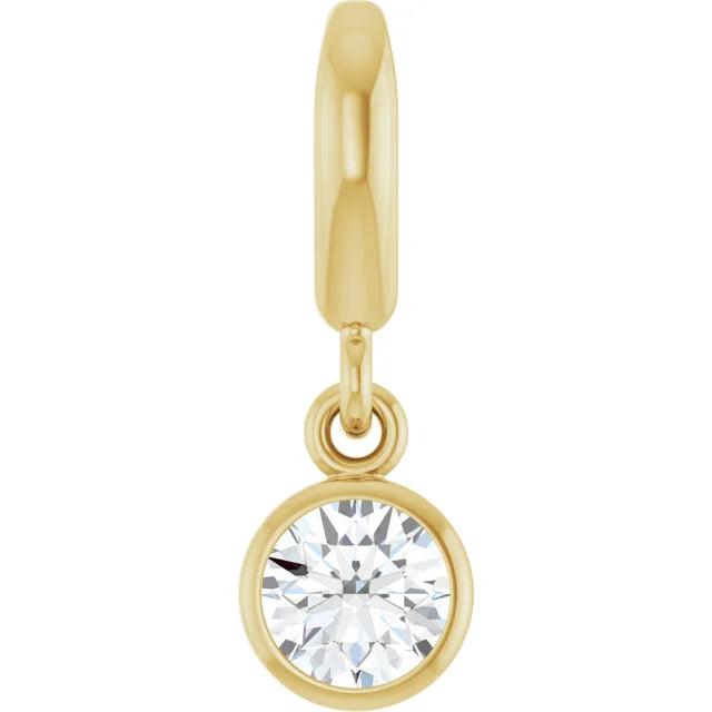 14K Round Bezel Gemstone Charm