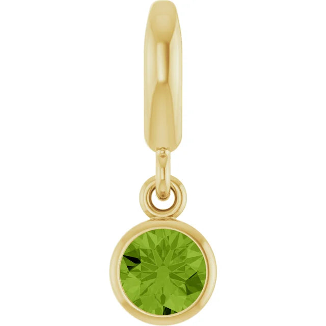 14K Round Bezel Gemstone Charm