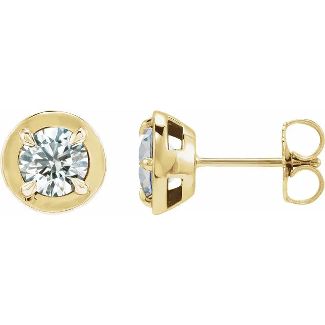 14K Gemstone Bezel Stud Earrings