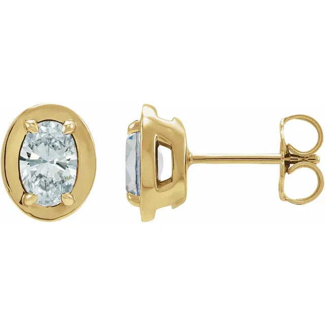 14K Gemstone Bezel Stud Earrings