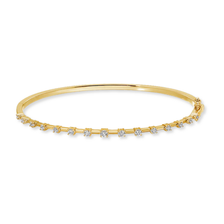 14K 4-Prong Diamond Bangle