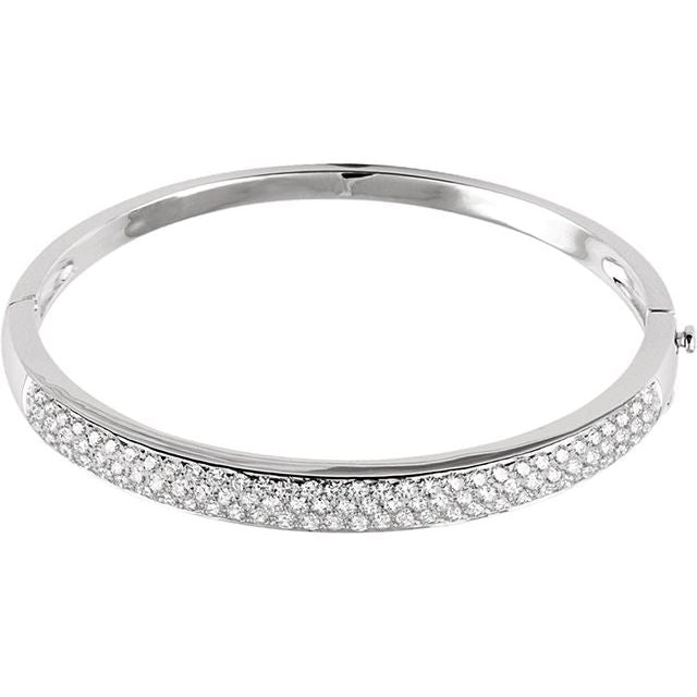 14K 3 CTW Natural Diamond Pave Bangle Bracelet