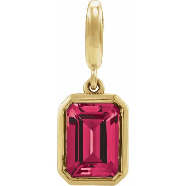 14K Emerald-Cut Gemstone Charm