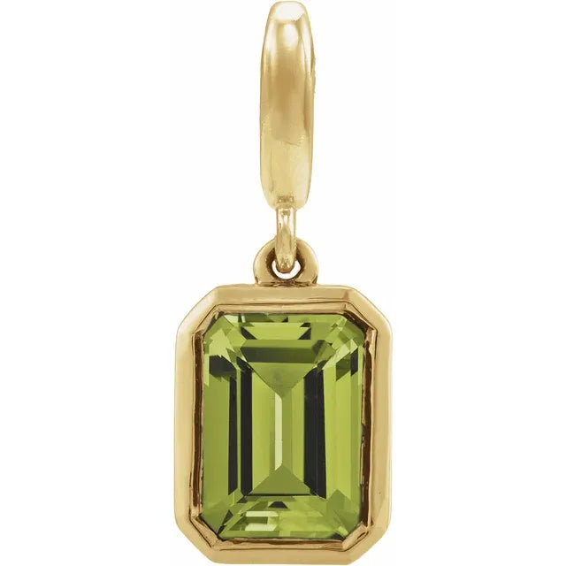 14K Emerald-Cut Gemstone Charm