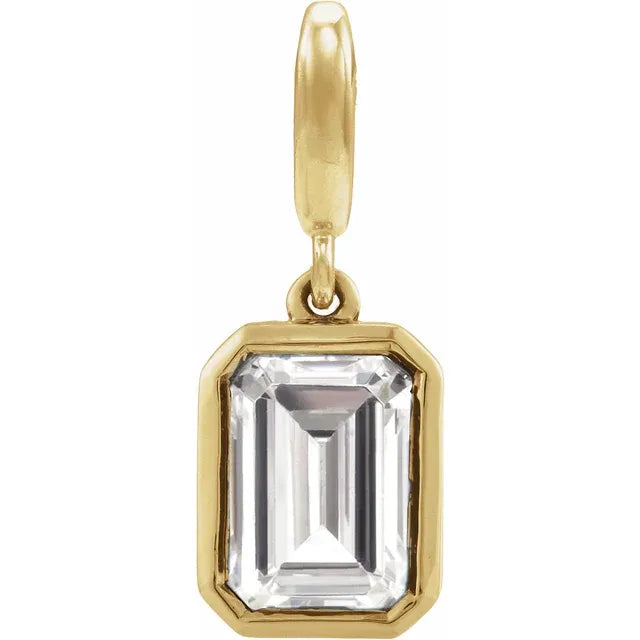 14K Emerald-Cut Gemstone Charm