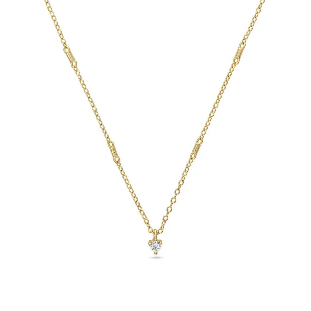 Floating Solitaire Tube Chain Necklace