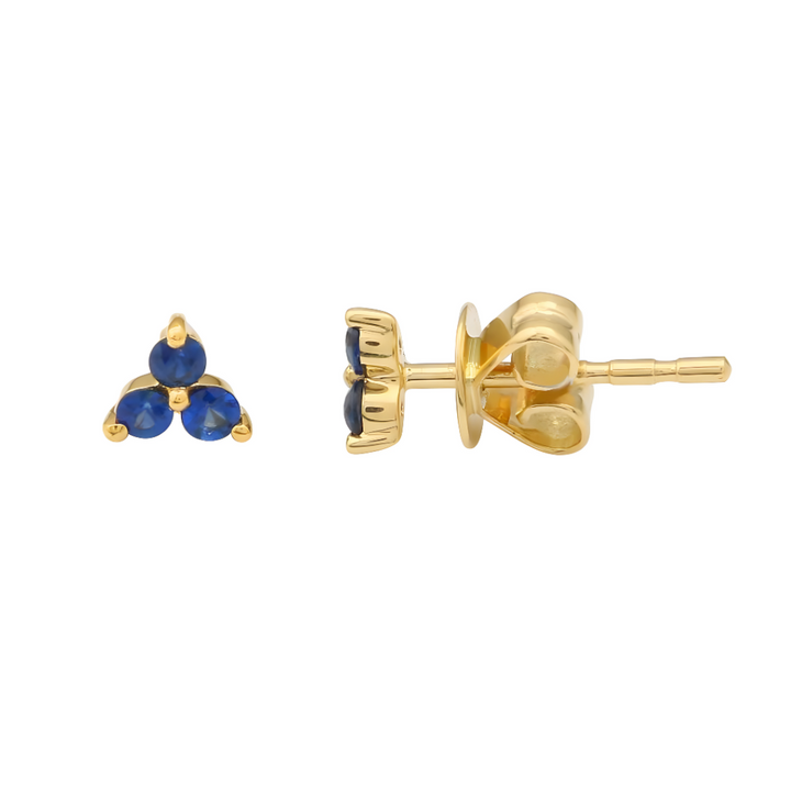 14K Natural Gemstone Trio Studs