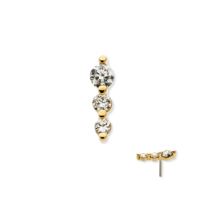 14K Linear Lab Grown Diamond Flat Back Stud