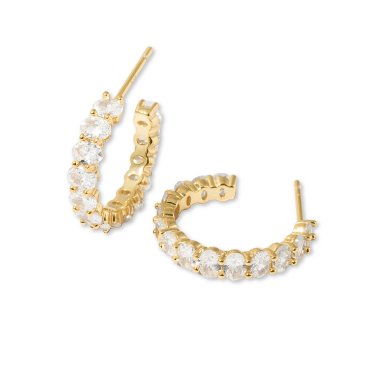 Oval Studded Hoops