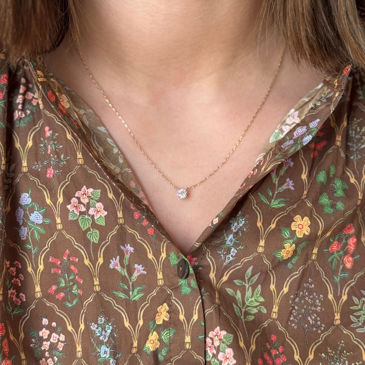 14K Two-Tone Lab Grown Diamond Solitaire Necklace