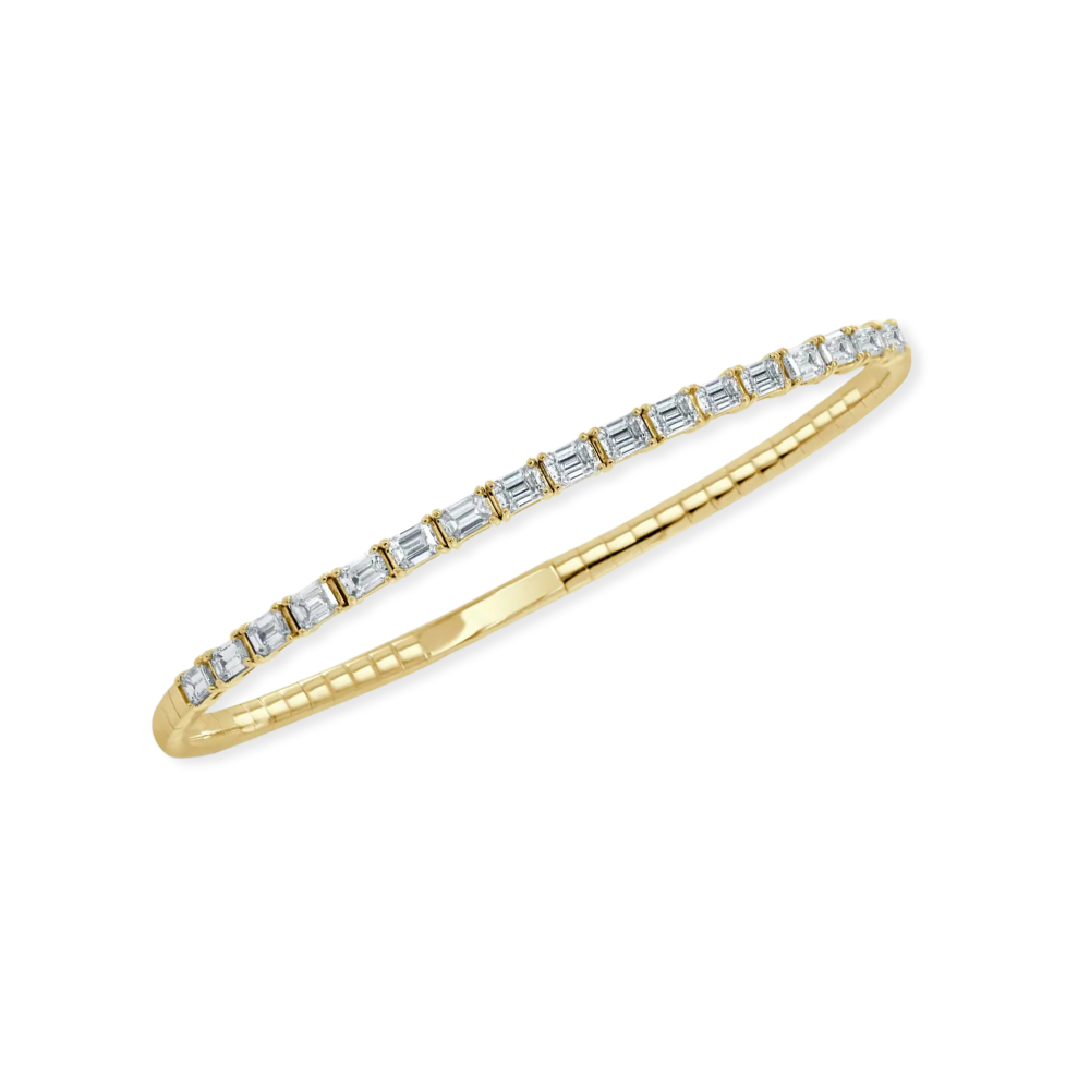 14K 3 CTW Emerald-Cut Natural Diamond Flex Bangle