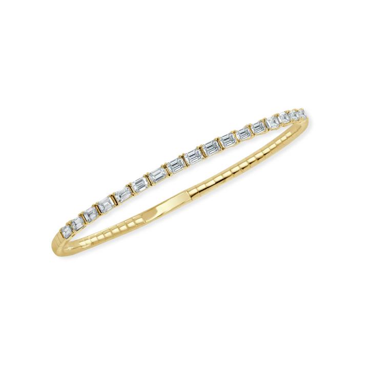 14K 3 CTW Emerald-Cut Natural Diamond Flex Bangle