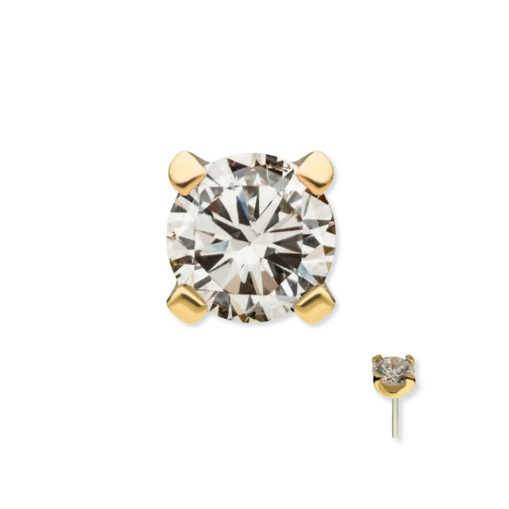 14K Round Prong Lab Grown Diamond Flat Back Stud