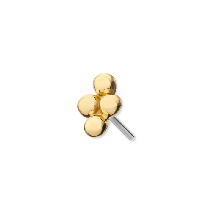 14K Four Beaded Ball Flat Back Stud