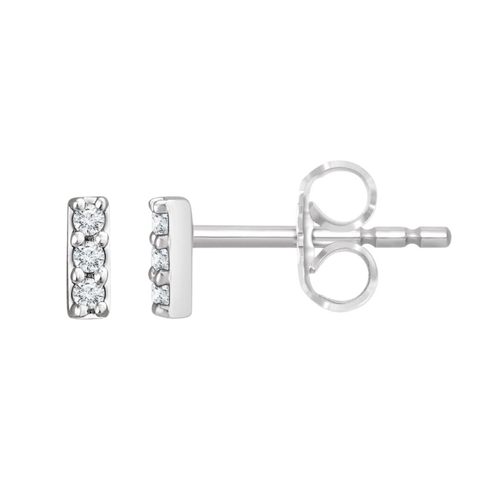 14K Diamond Bar Stud