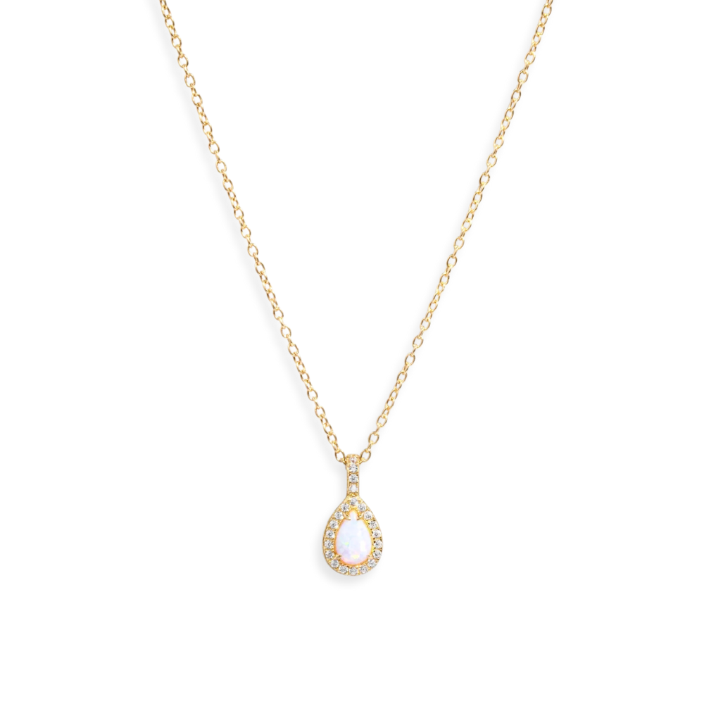 Opal Pear Pendant Necklace